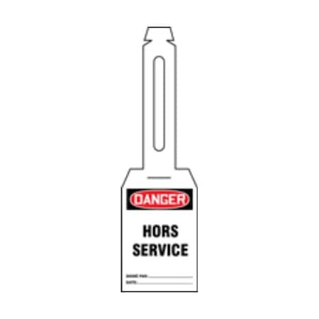Accuform French Loop 'N Strap Tags, DANGER OUT OF SERVICE, 5.75in x 3.25in, Plastic, 25PK TAL356